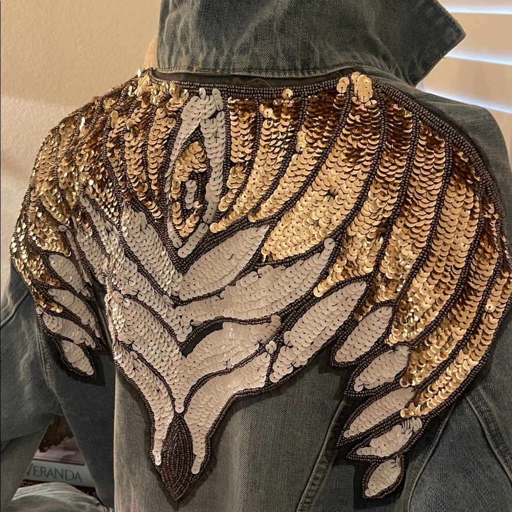 Free People Glam Edition Blue Jean Jacket - Picture 3 of 6